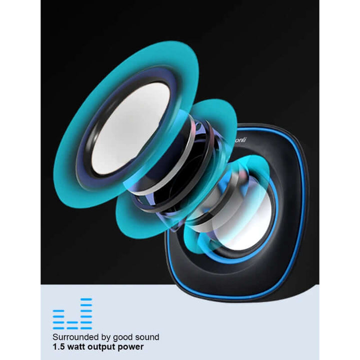 Kisonli V350 Compact USB 2.0 Speakers – Deep Bass Sound with AUX for Laptop & Desktop