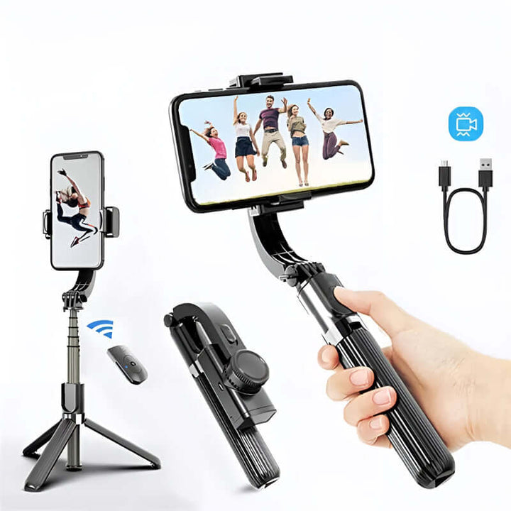 Tripod Handheld Gimbal Stabilizer Selfie Stick – 360° Rotation, Wireless Remote, Anti-Shake, Aluminum Alloy, Compatible with Android/iOS