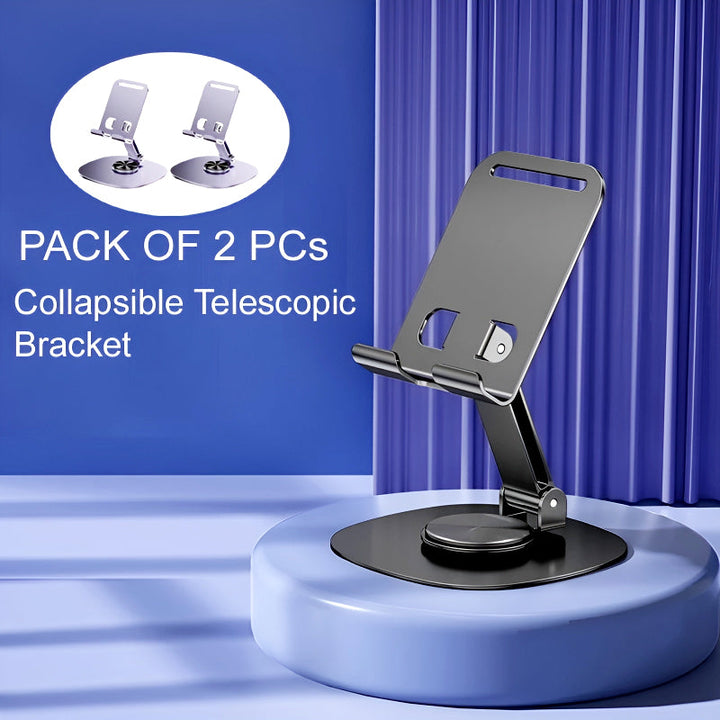 Pack of 2 – K72 Metal Collapsible Telescopic Bracket 360° Rotating Foldable Adjustable Mobile & Tablet Stand