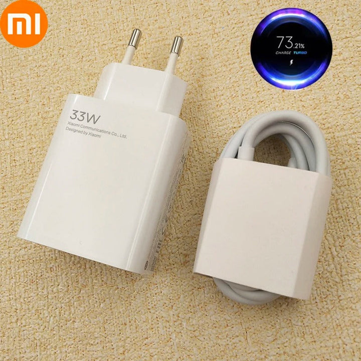 Xiaomi 33W Turbo Fast Charger with Type-C Cable – Ultra-Fast Charging for Xiaomi, Redmi and POCO Devices