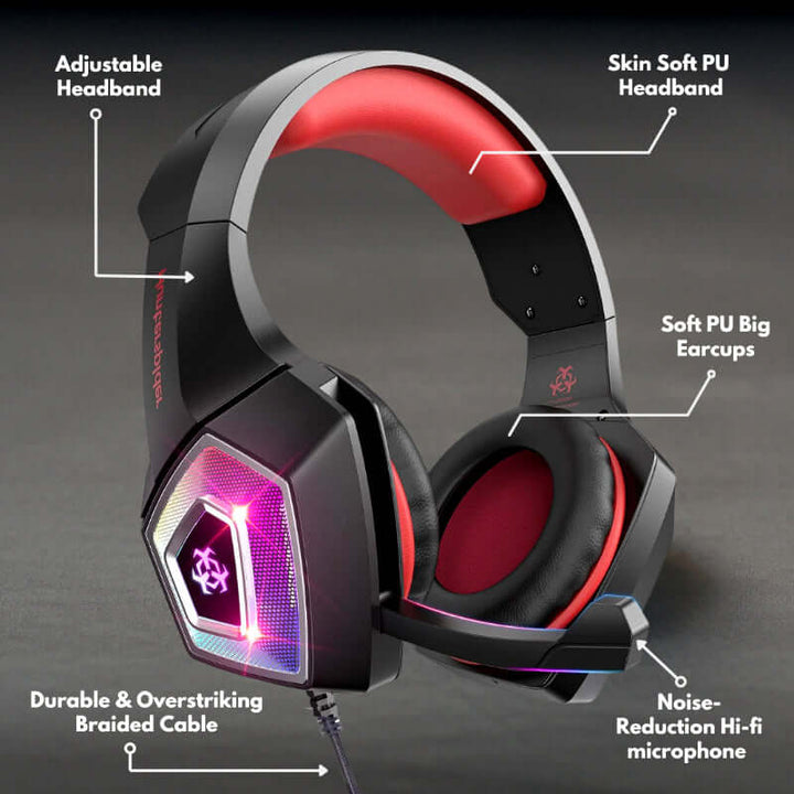 RGB Gaming Headset, Surround Sound, Noise-Cancelling Mic, Deep Bass & RGB Lights