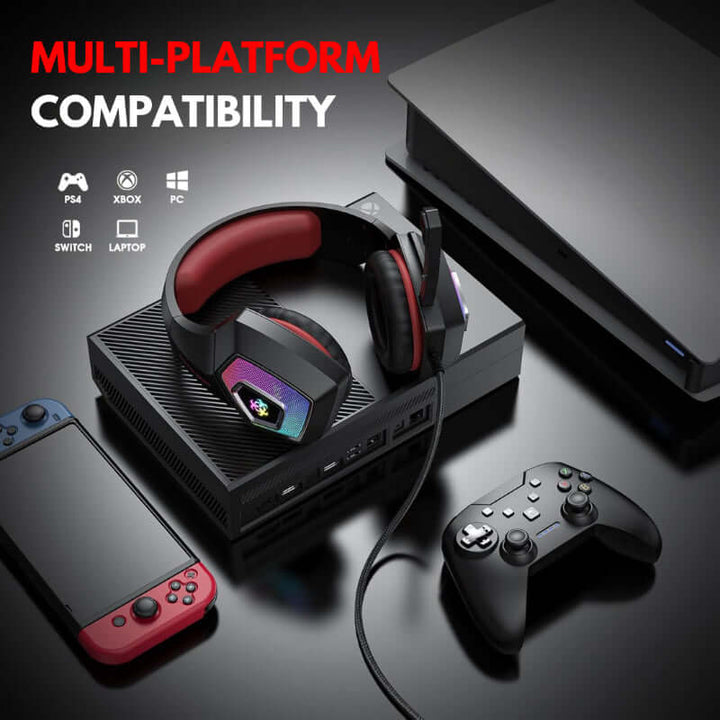 RGB Gaming Headset, Surround Sound, Noise-Cancelling Mic, Deep Bass & RGB Lights