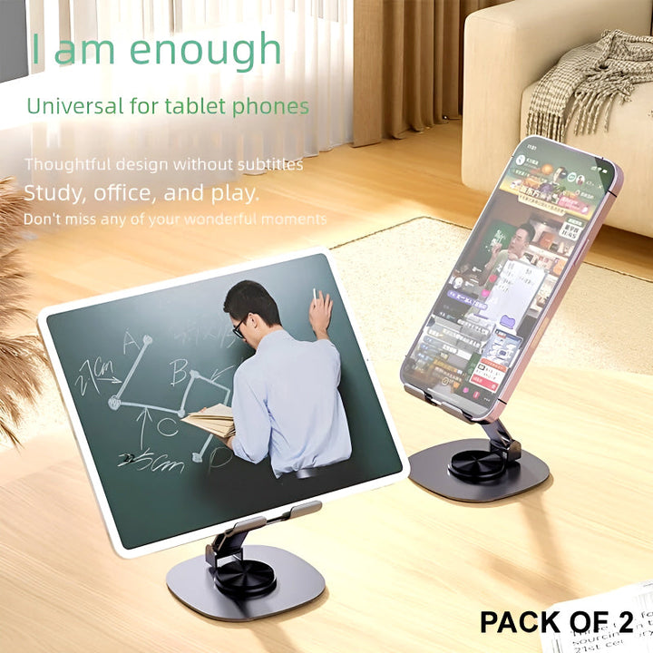 Pack of 2 – K72 Metal Collapsible Telescopic Bracket 360° Rotating Foldable Adjustable Mobile & Tablet Stand