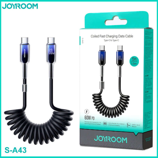 Joyroom S-A43 60W PD Coiled Type-C to Type-C Cable 1.5m Fast Charging Cable