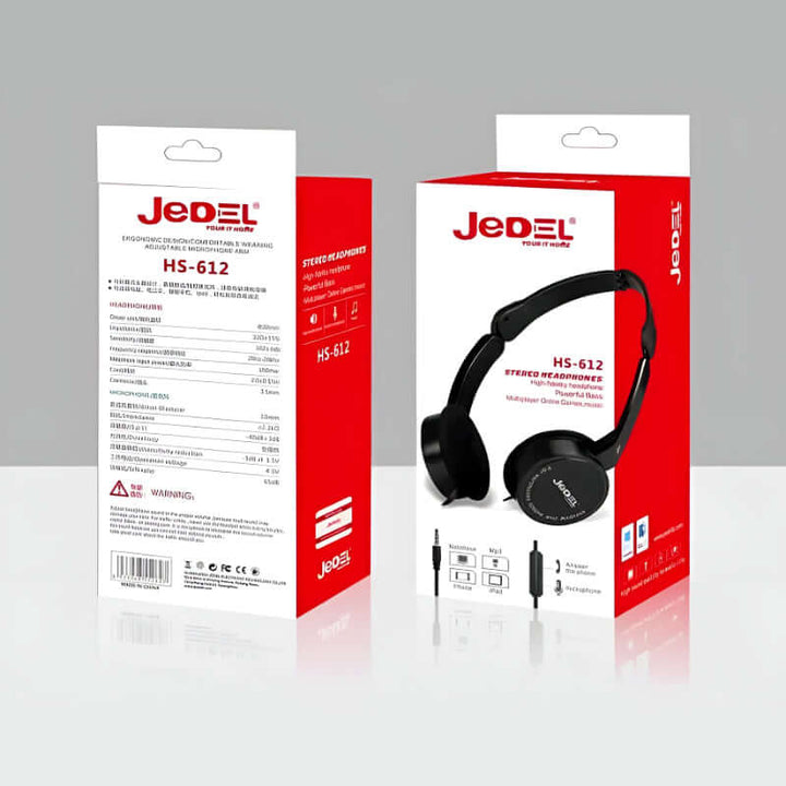 Jedel HS-612 Wired On-Ear Headphones with Microphone – 3.5mm Jack, Lightweight and Adjustable – For Laptop, Mobile, Tablet