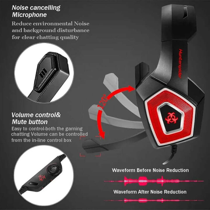 RGB Gaming Headset, Surround Sound, Noise-Cancelling Mic, Deep Bass & RGB Lights