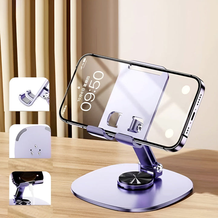 Pack of 2 – K72 Metal Collapsible Telescopic Bracket 360° Rotating Foldable Adjustable Mobile & Tablet Stand