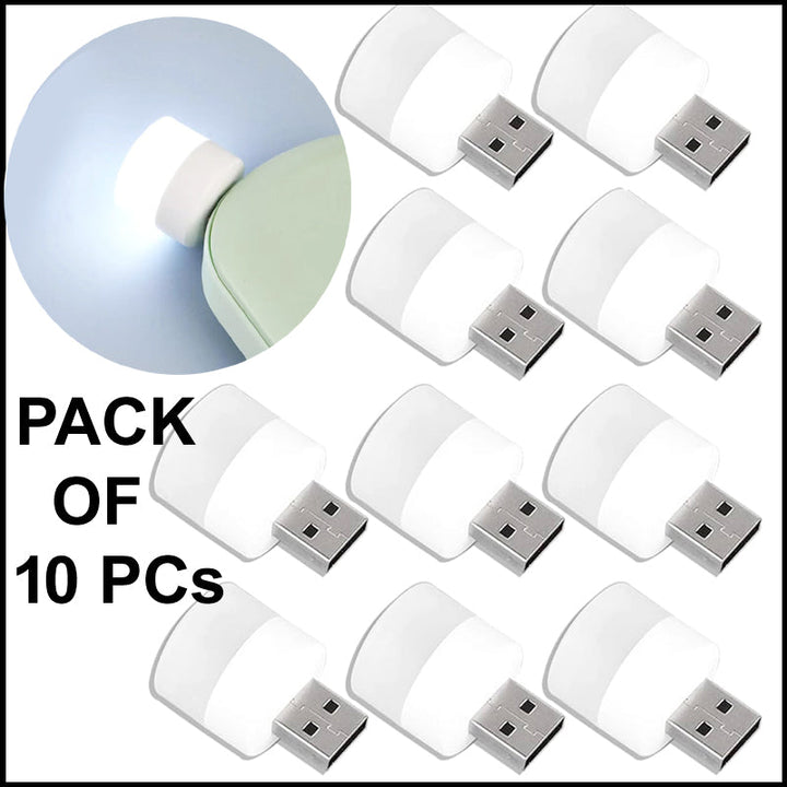 Pack of 10 Mini USB LED Night Lights – Compact Plug-in Lamps for Bedroom, Office, and Travel