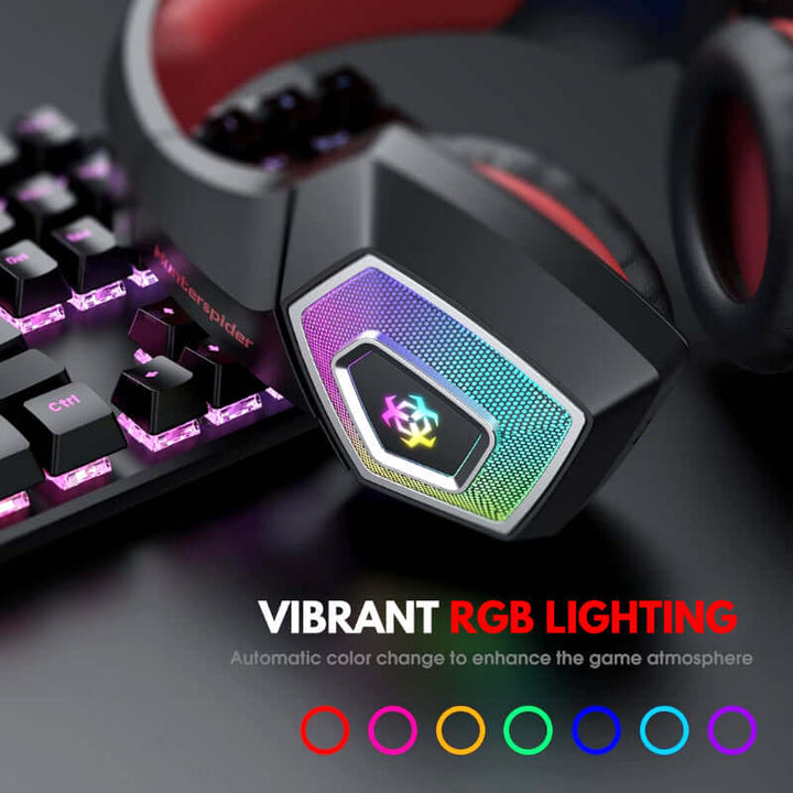 RGB Gaming Headset, Surround Sound, Noise-Cancelling Mic, Deep Bass & RGB Lights