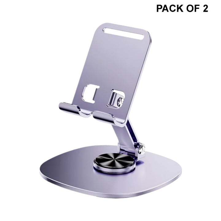 Pack of 2 – K72 Metal Collapsible Telescopic Bracket 360° Rotating Foldable Adjustable Mobile & Tablet Stand